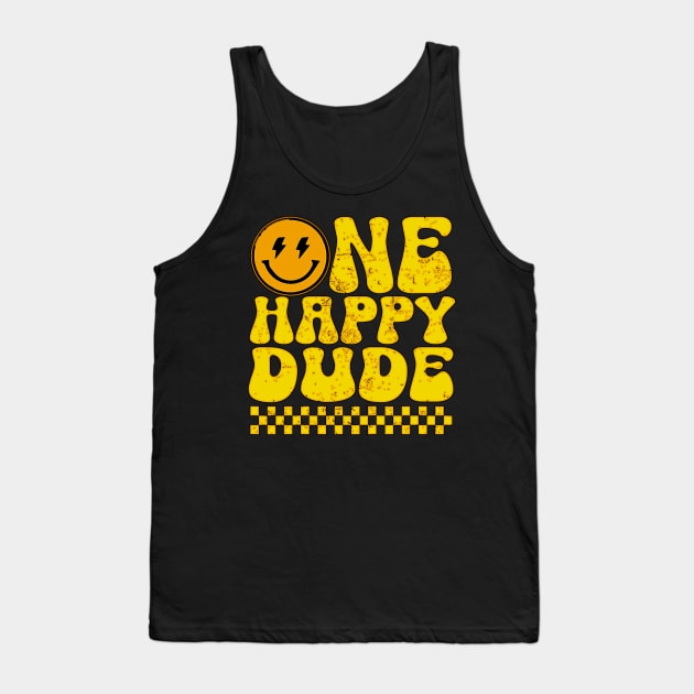 Kids One Happy Dude 1st Birthday Family Matching Tank Top by masterpiecesai